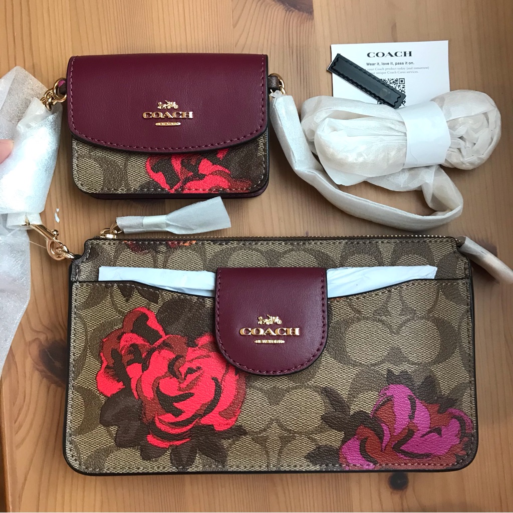 Coach Poppy Crossbody With Card Case In Signature Canvas With Jumbo Floral